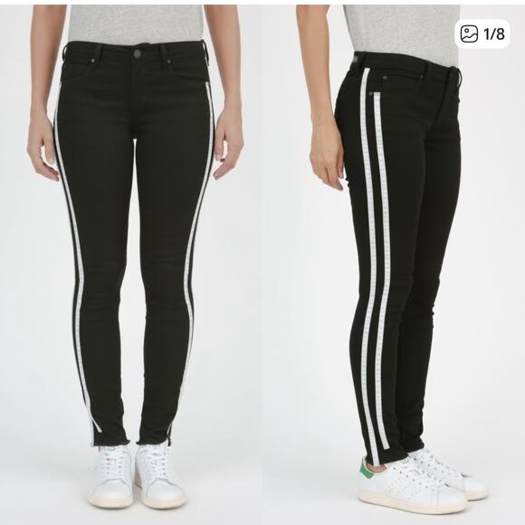 Articles of Society Sarah Ankle Skinny Striped Jeans Sz 25 black white stripes - Picture 1 of 15